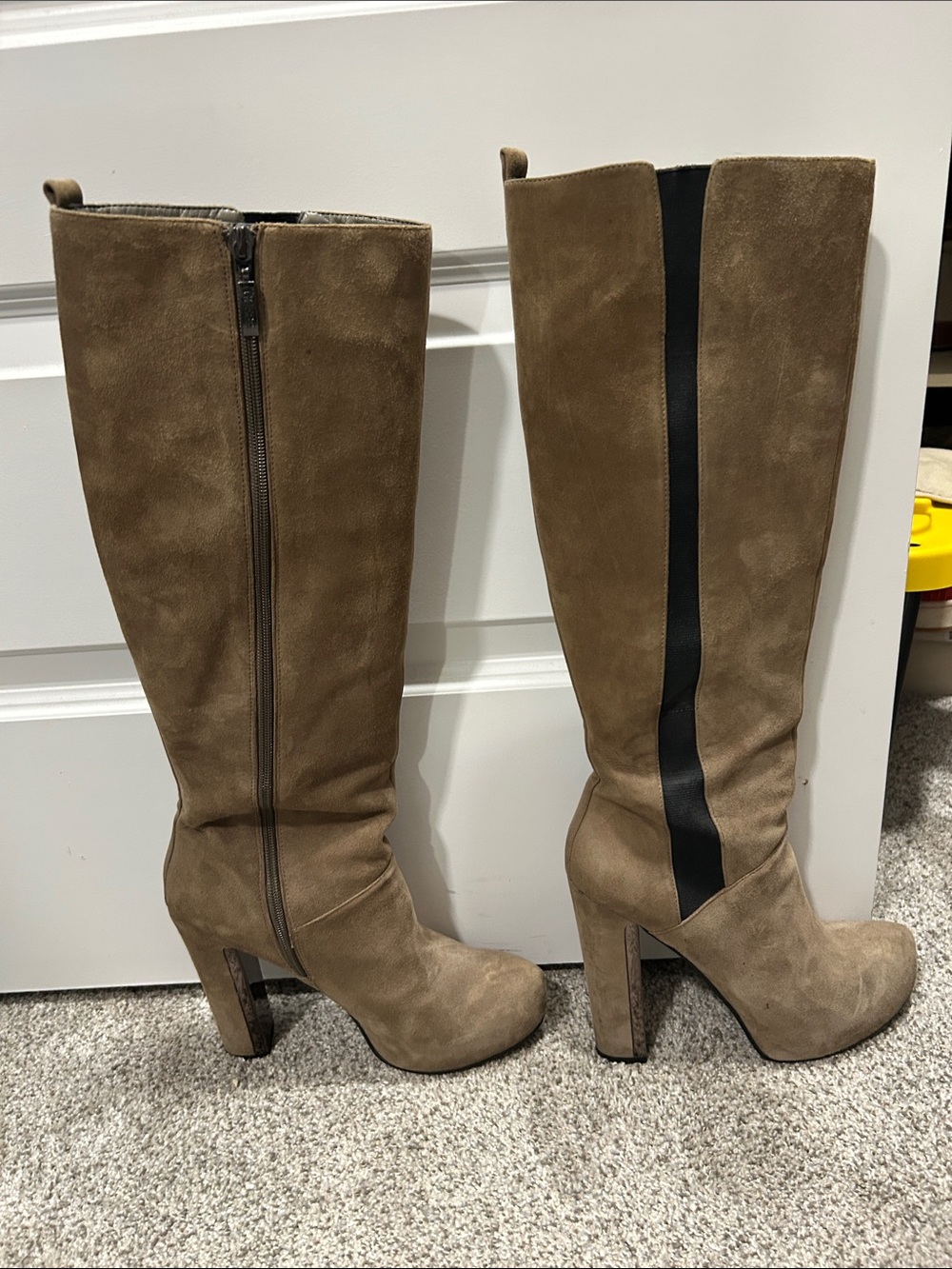 Guess Faux Suede Knee-High Boots in Taupe
